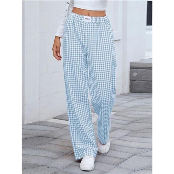 Plaid Wide Leg Casual Pants - Picture 9 of 13